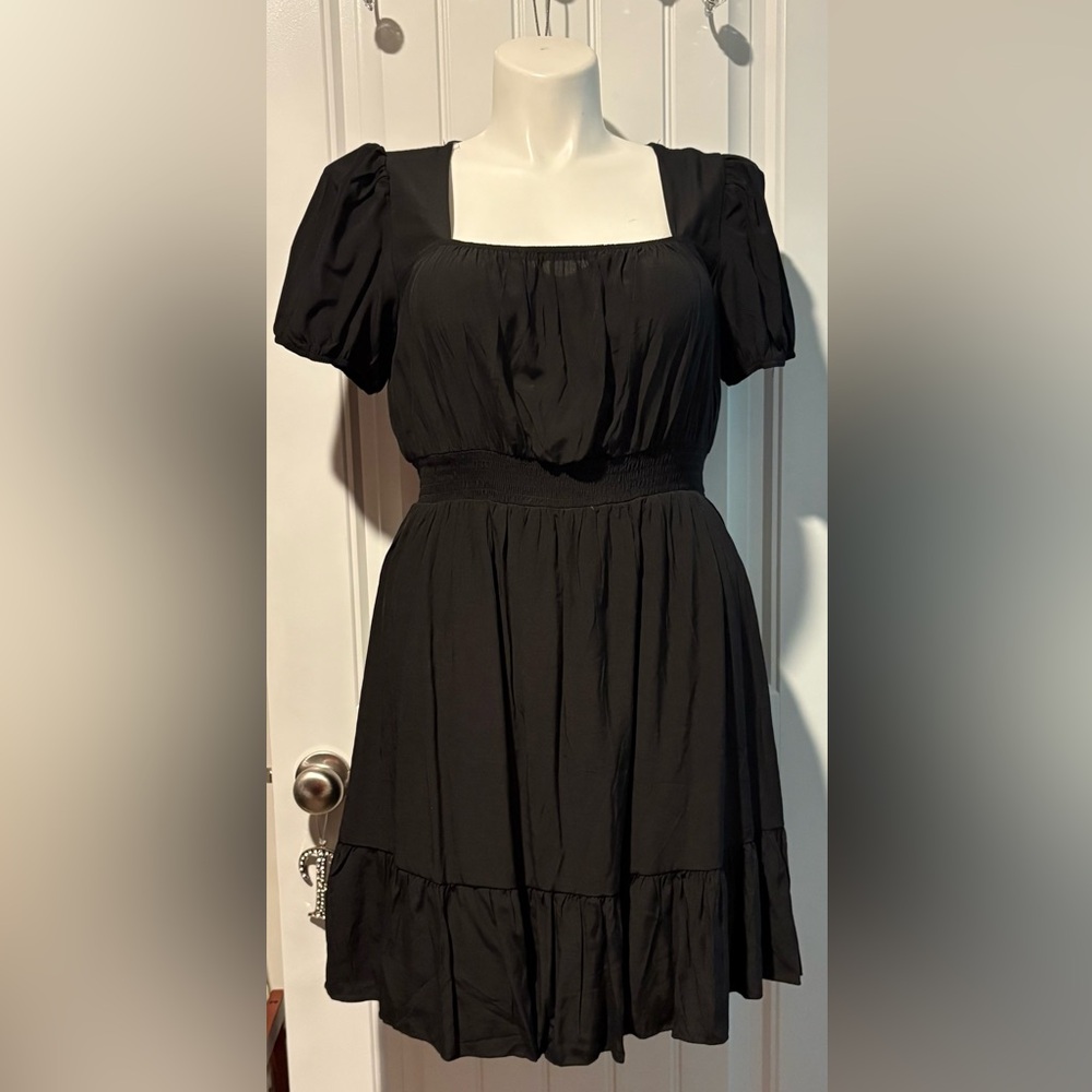 NEW Hesperus Black Puff Sleeve Mini Dress